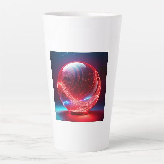 Transparent Reflective  Red Globe With Starbursts Latte Mok (Voorkant)