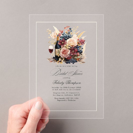 Transparent Wine Tasting Vrijgezellenfeest Acryl Uitnodigingen (Insitu (Draagbaar))