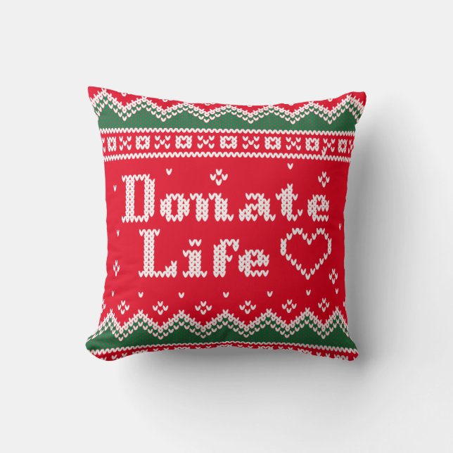 Transplant Donate Life Ugly KerstSweater Kussen (Voorkant)