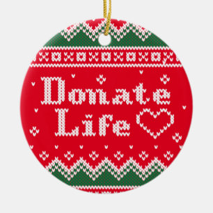 Transplant Donate Life van brei-kerstsweater Keramisch Ornament