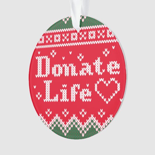 Transplant Donate Life van brei-kerstsweater Ornament (voorkant)