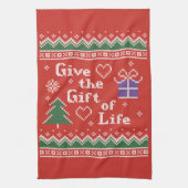 Transplant Gift of Life Kerstmis Gebreide Sweater Theedoek (Verticaal)