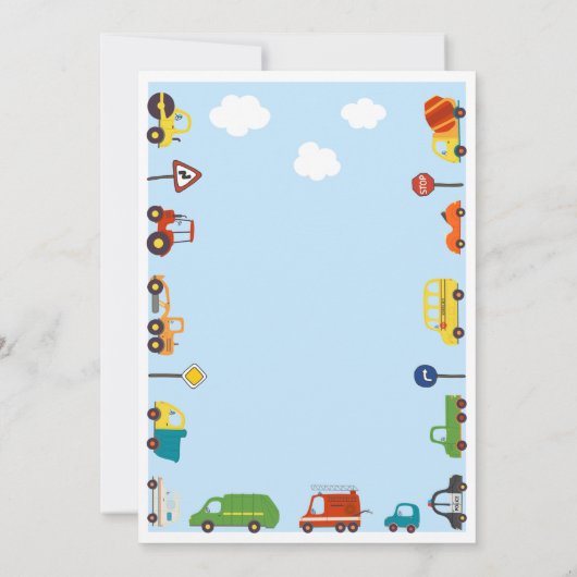 Transport 4e anniversaire Fête Invitation (Dos)