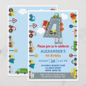 Transport 4e anniversaire Fête Invitation (Devant / Derrière)