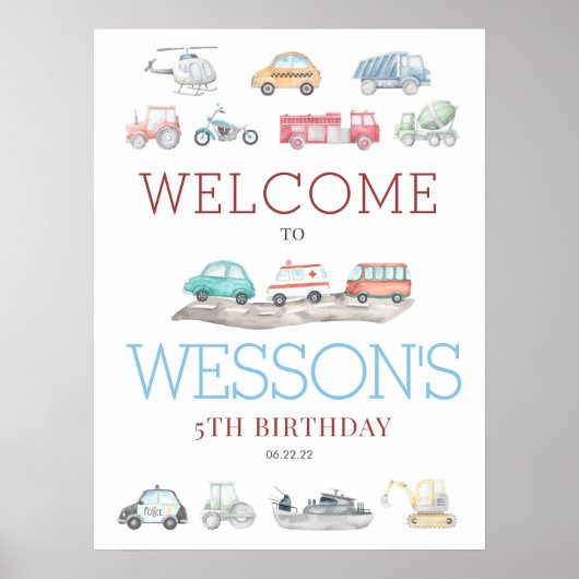 Transport Affiche de bienvenue d'anniversaire (Devant)