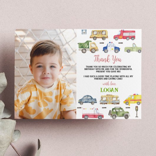 Transport Anniversaire Carte de remerciements phot