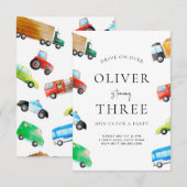 Transport Anniversaire Invitation Pour Enfants (Devant / Derrière)