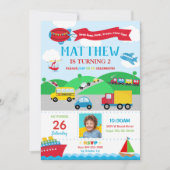 Transport Anniversaire Photo Invitation Garçon (Devant)