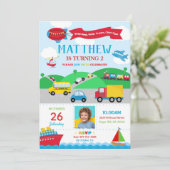 Transport Anniversaire Photo Invitation Garçon (Debout devant)