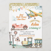 Transport Boy Invitation d'anniversaire (Devant / Derrière)