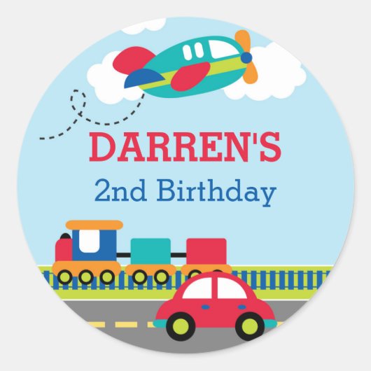 Transport Boys Stickers Favoris Anniversaire (Devant)