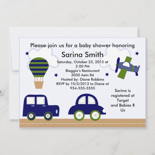 Transport/Cambridge Baby Shower Invitations (Devant)