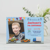 Transport Camion Anniversaire Photo Invitation (Debout devant)