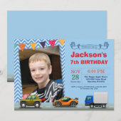 Transport Camion Anniversaire Photo Invitation (Devant / Derrière)