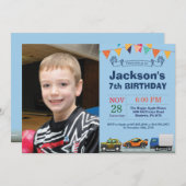 Transport Camion Anniversaire Photo Invitation (Devant / Derrière)