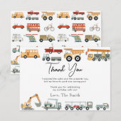 Transport City Camion Carte de remerciements d'ann (Devant / Derrière)