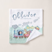 Transport ferroviaire vintage photo de l'aquarelle (Gant de toilette)