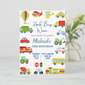 Transport, invitation d'anniversaire de garçon de  (Debout devant)