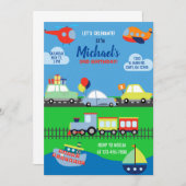 Transport, invitation d'anniversaire de garçon de (Devant / Derrière)