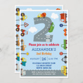 Transport Invitation de fête du 2e anniversaire (Devant / Derrière)