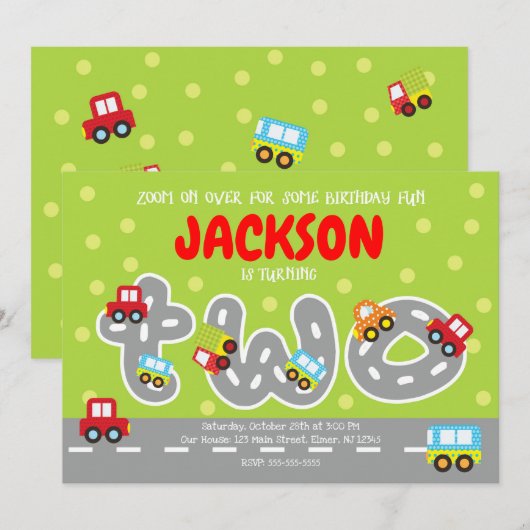 Transport Invitation du 2e anniversaire (Devant / Derrière)