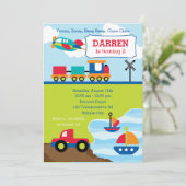 Transport Invitations d'anniversaire pour les garç (Debout devant)