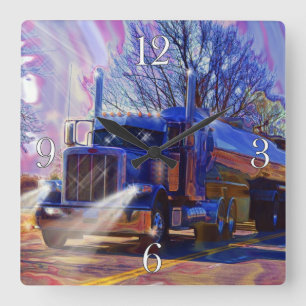 Transport lourd Blue Tanker Truck Wall Horloge