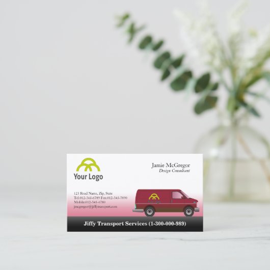 Transport Red Van Cartes de visite (Debout devant)