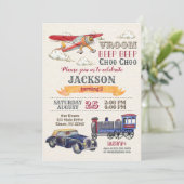 Transport vintage Invitation d'anniversaire / Garç (Debout devant)