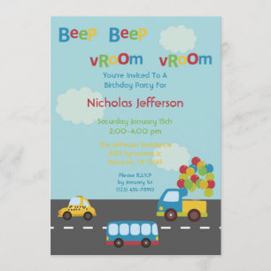 Transport Voiture 5x7 Anniversaire Fête Invitation