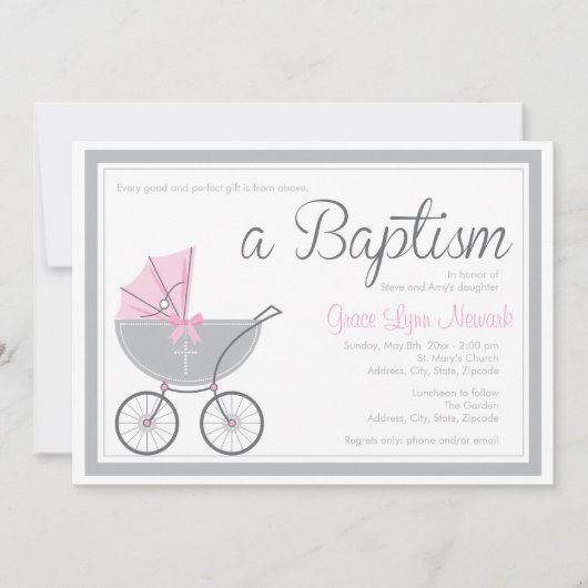 Transportage de bébé croisé | Invitation Baptême d (Devant)