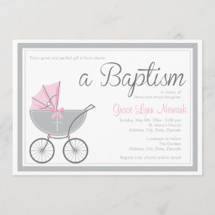 Transportage de bébé croisé Invitation Baptême d