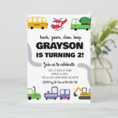 Transportation 2nd Birthday Invitation for Boy (Debout devant)