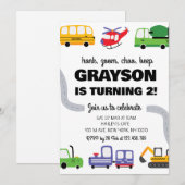 Transportation 2nd Birthday Invitation for Boy (Devant / Derrière)