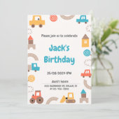 Transportauto's en vrachtwagens Boy Birthday Party Kaart (Staand voorkant)