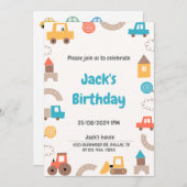 Transportauto's en vrachtwagens Boy Birthday Party Kaart (Voorkant / Achterkant)