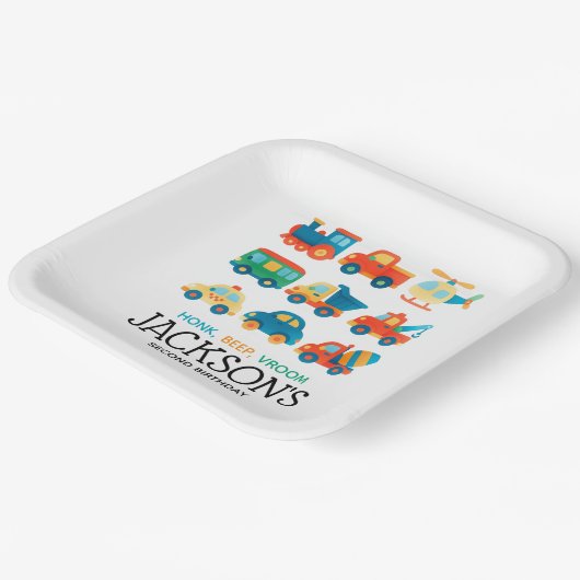 Transportauto's Vrachtwagens Train Eerste Verjaard Papieren Bordje (Gebogen)