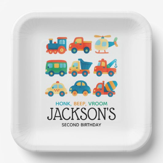 Transportauto's Vrachtwagens Train Eerste Verjaard Papieren Bordje (Voorkant)