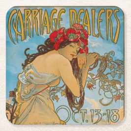 Transportdealers door Alphonse Mucha (1902) Vierkante Kartonnen Onderzetter