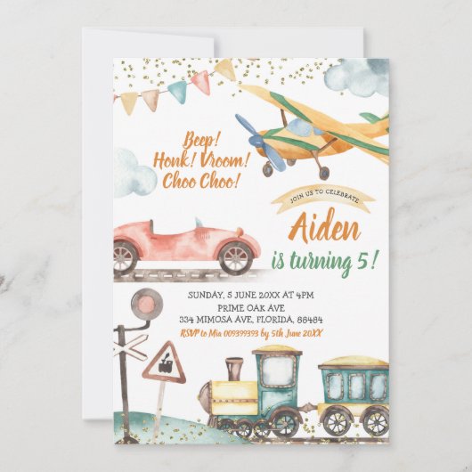 Transportjongen Birthday Invitation Kaart (Voorkant)