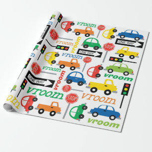 Transportkleding (voertuig) Auto Truck Bright Colo Cadeaupapier