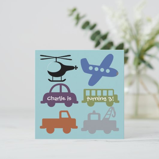 Transportvoertuigen Aangepaste dag uitnodigen Kaart (Staand voorkant)