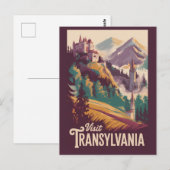Transsylvanië Landschap Illustratie Reis Kunst Briefkaart (Voorkant / Achterkant)