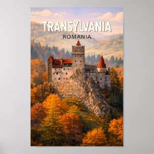 Transsylvanië Roemenië Illustratie Reis Kunst Vint Poster