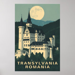 Transsylvanië Roemenië Vintage Vampierenkasteel Re Poster