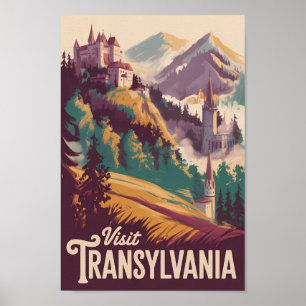 Transylvania Landschap Illustratie Reis Kunst Poster