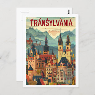 Transylvania Roemenië Vintage Beroemde Reisplaats Briefkaart