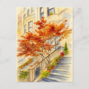Trap naar Autumn Fall Leaves Briefkaart