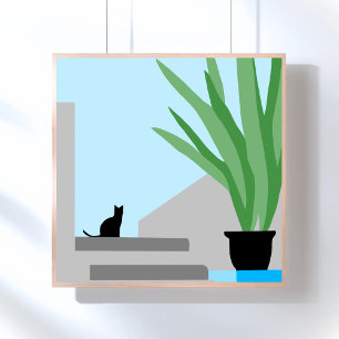 Trap naar de Hemel   Kat Modern Downloadbaar Poster