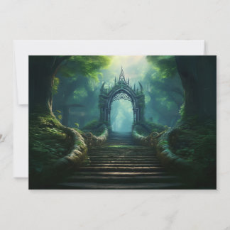 Trap naar de oude poort in Enchanted Forest Feestdagenkaart